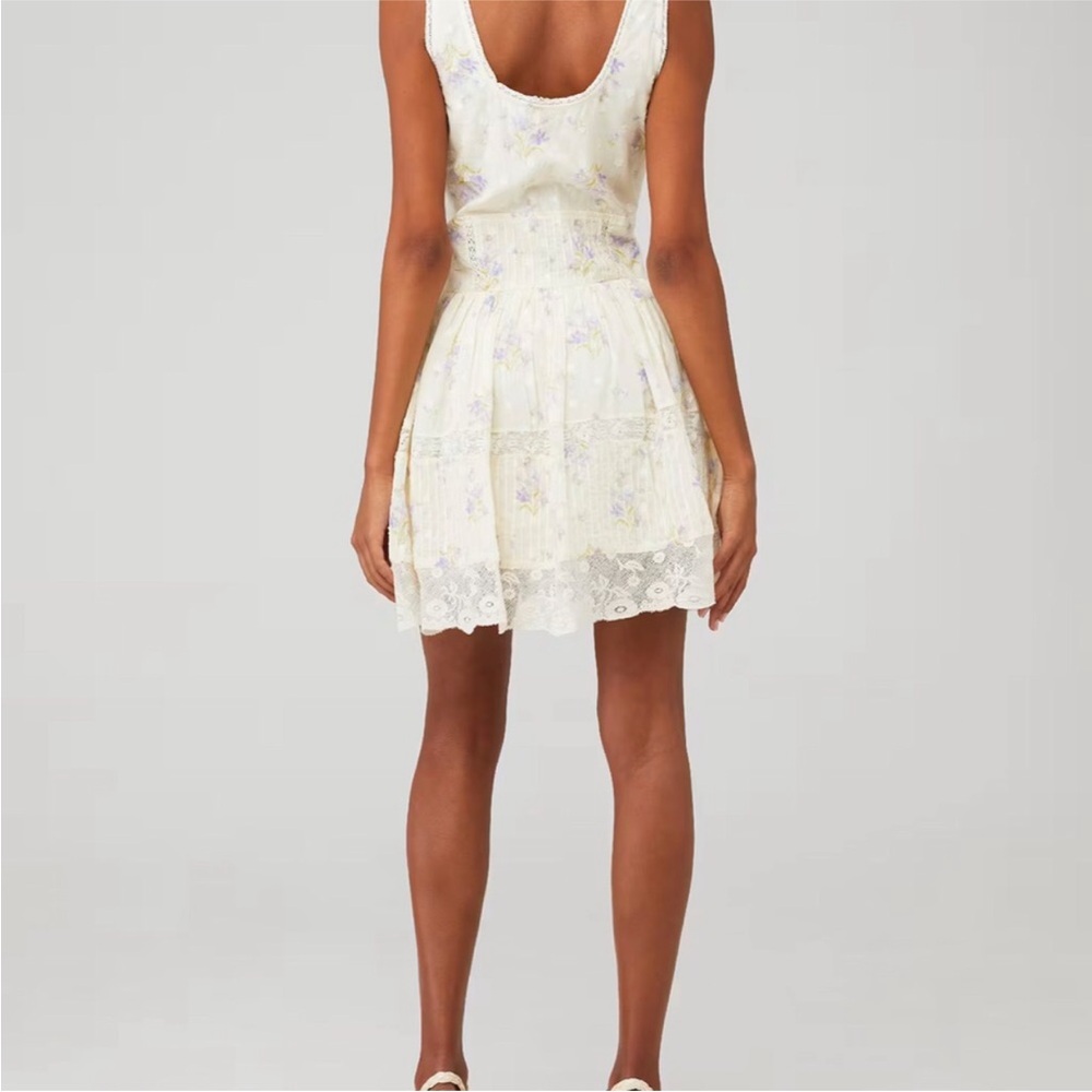 Worn Twice! LoveShackFancy Cerrone Cream Floral Lace Mini Dress Size 6 - Picture 5 of 11